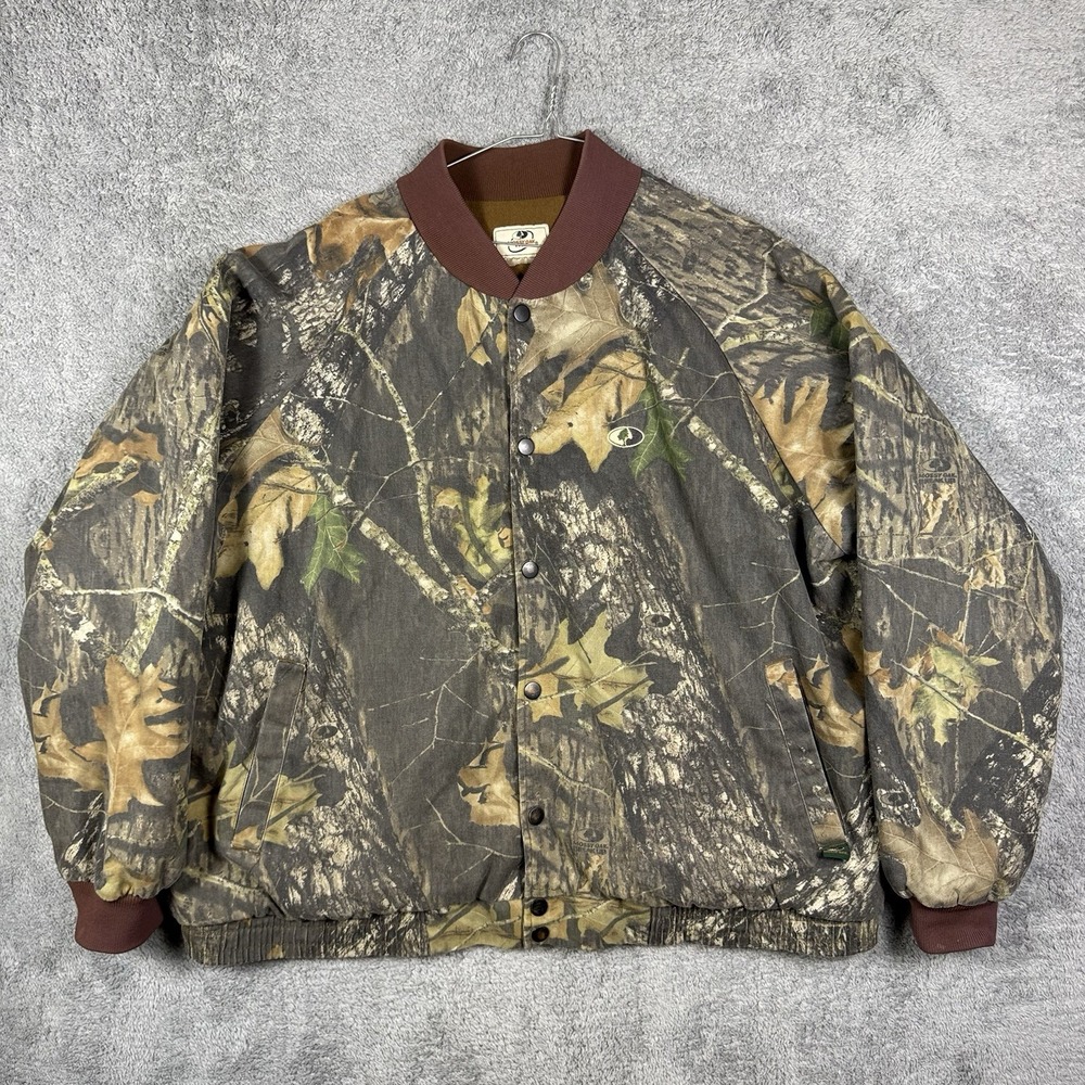 Vintage Mossy Oak Jacket Mens 3XL Camo Bomber USA Quilted 90s Chore Hunt Canvas